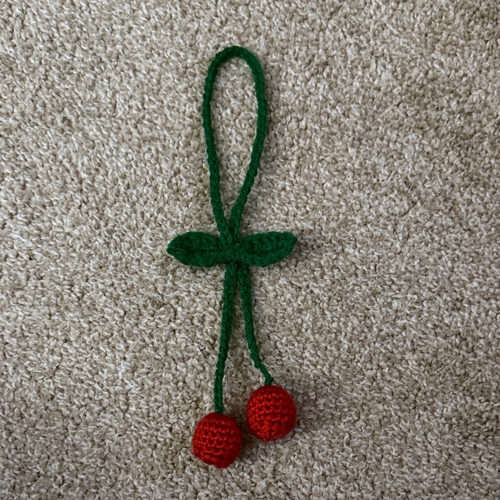 Crochet Cherry Rearview Ornament